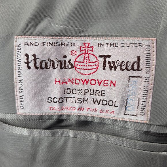 Jos A Bank Mens Harris Tweed Blue Gray Herringbone Unstructured Sports Coat 44 - Picture 10 of 10